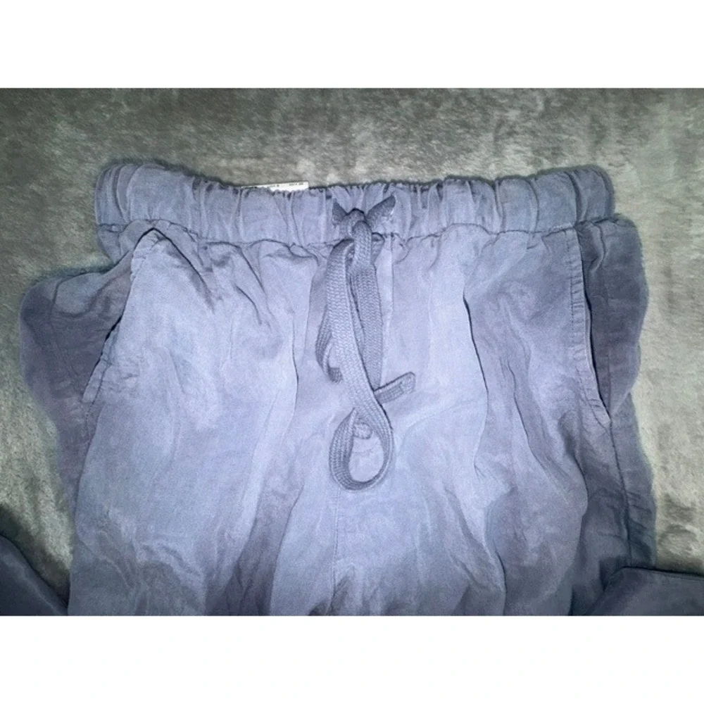 Zara‎ Pants Women S Blue Linen Blend Relaxed Drawstring Straight Leg NWT